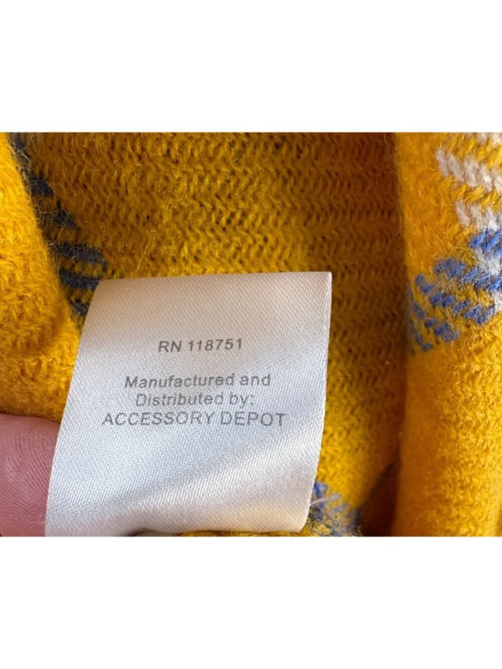 Accessory Depot Scarf Wrap Yellow Plaid Gray Acrylic Fringe
